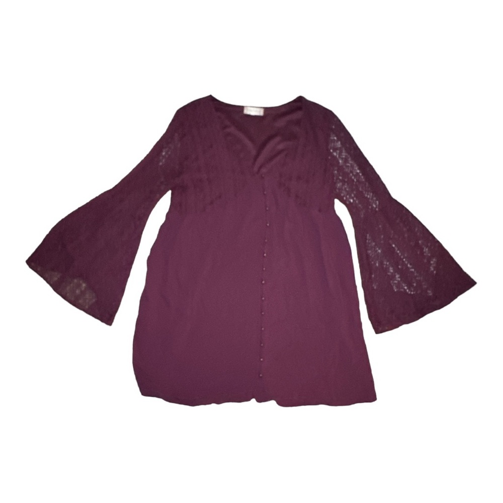 Alter’d State Mini Dress Women’s Size Larege Wine Color Bell Sleeve